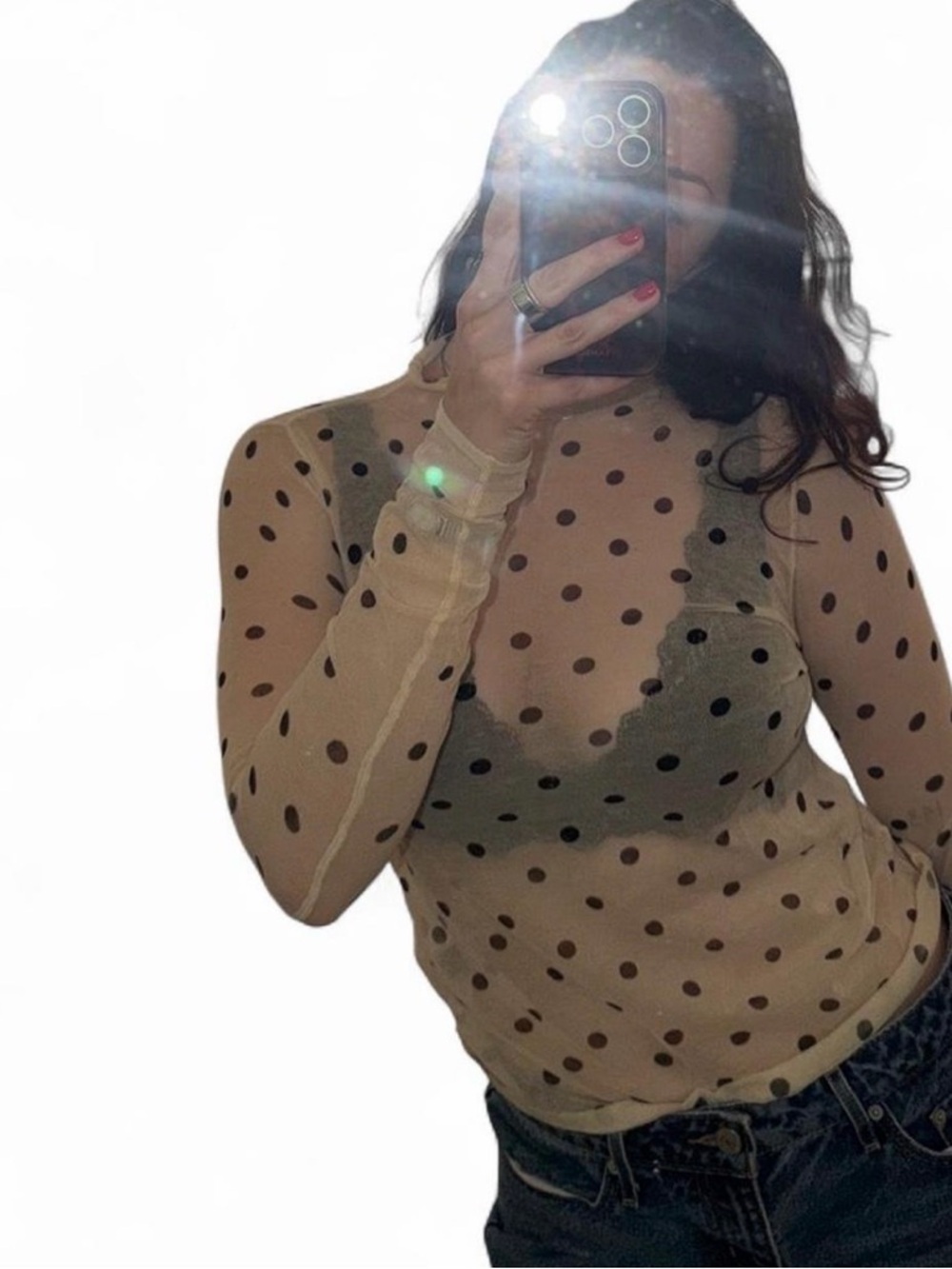 Sheer Polka Dot Long sleeve- Worn once.